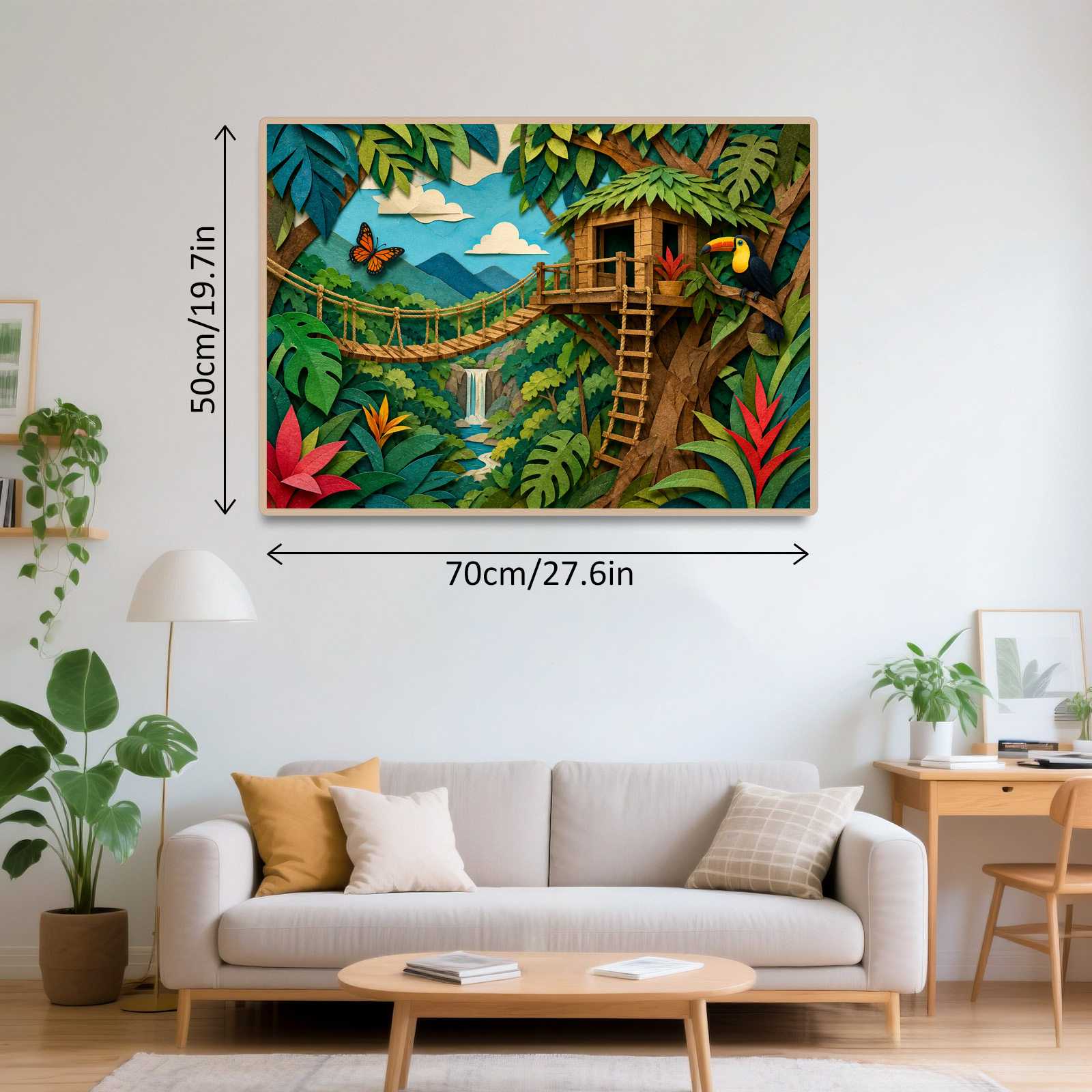 Quiet Jungle Treehouse Paper Cut Collage Landscape Puzzle - puzzle product view