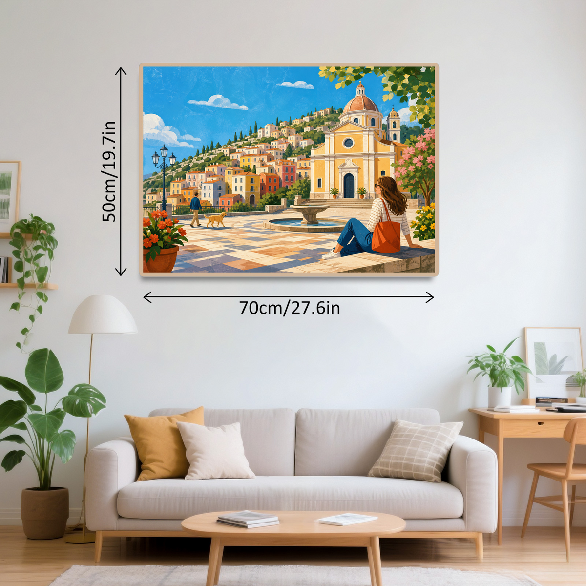 Luminous Hill Town Landscape Puzzle - puzzle product view