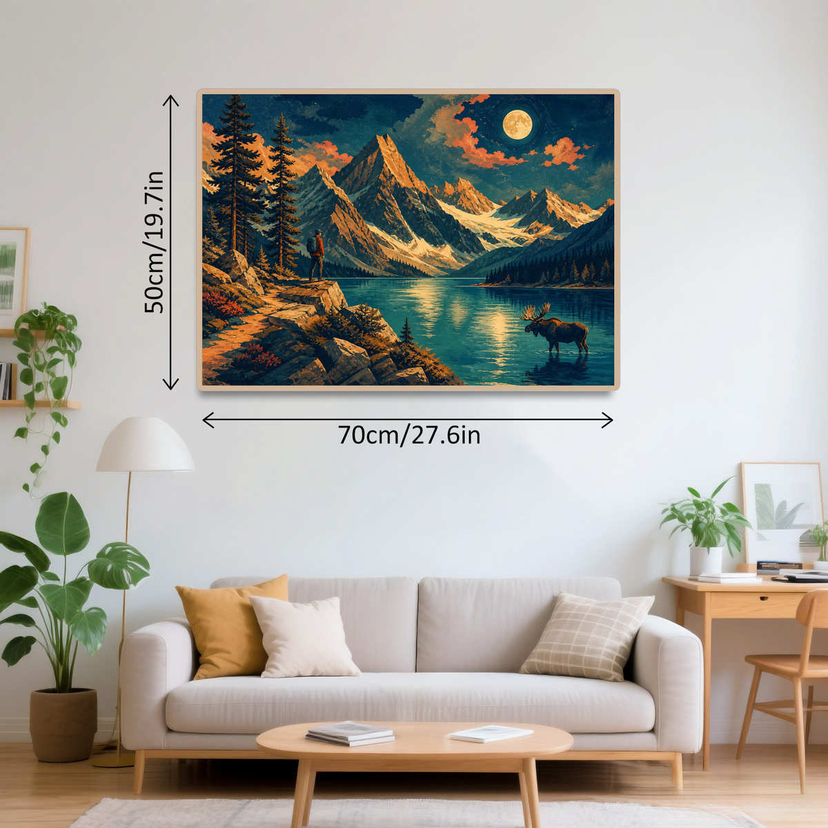 Moonlit Alpine Lake Landscape Puzzle - puzzle product view
