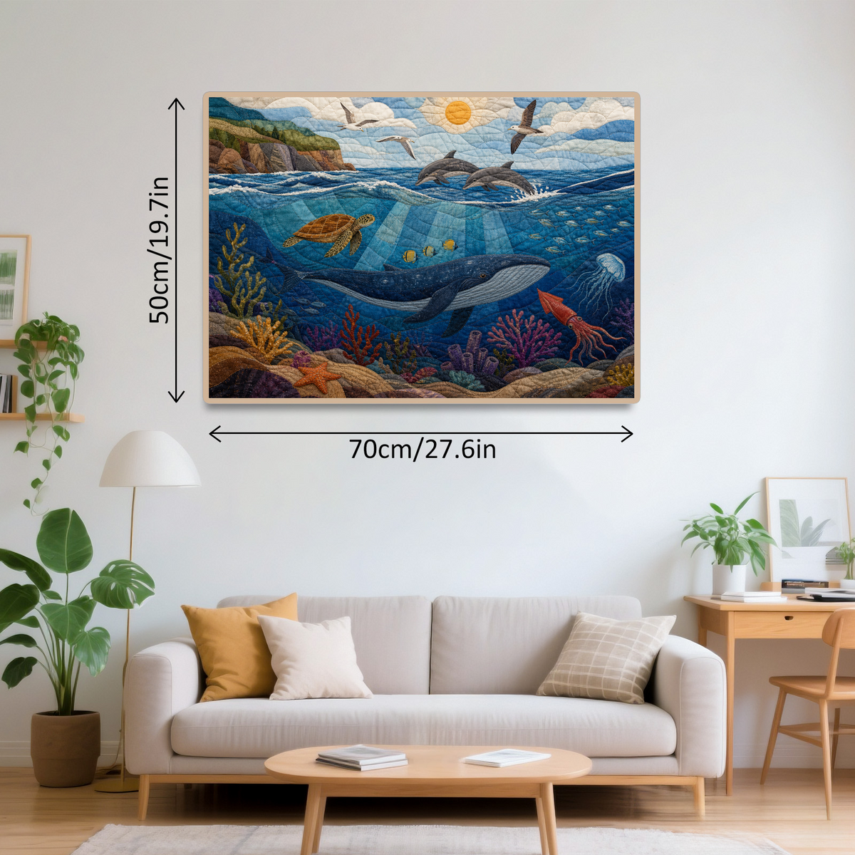 Quiet Ocean Life Layers Textile Quilt Landscape Puzzle - puzzle product view