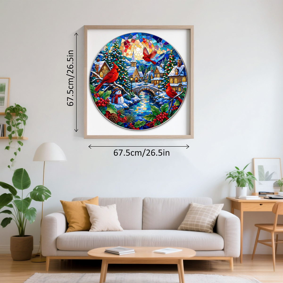 Whispering Cardinal Winter Village Round Puzzle - puzzle product view