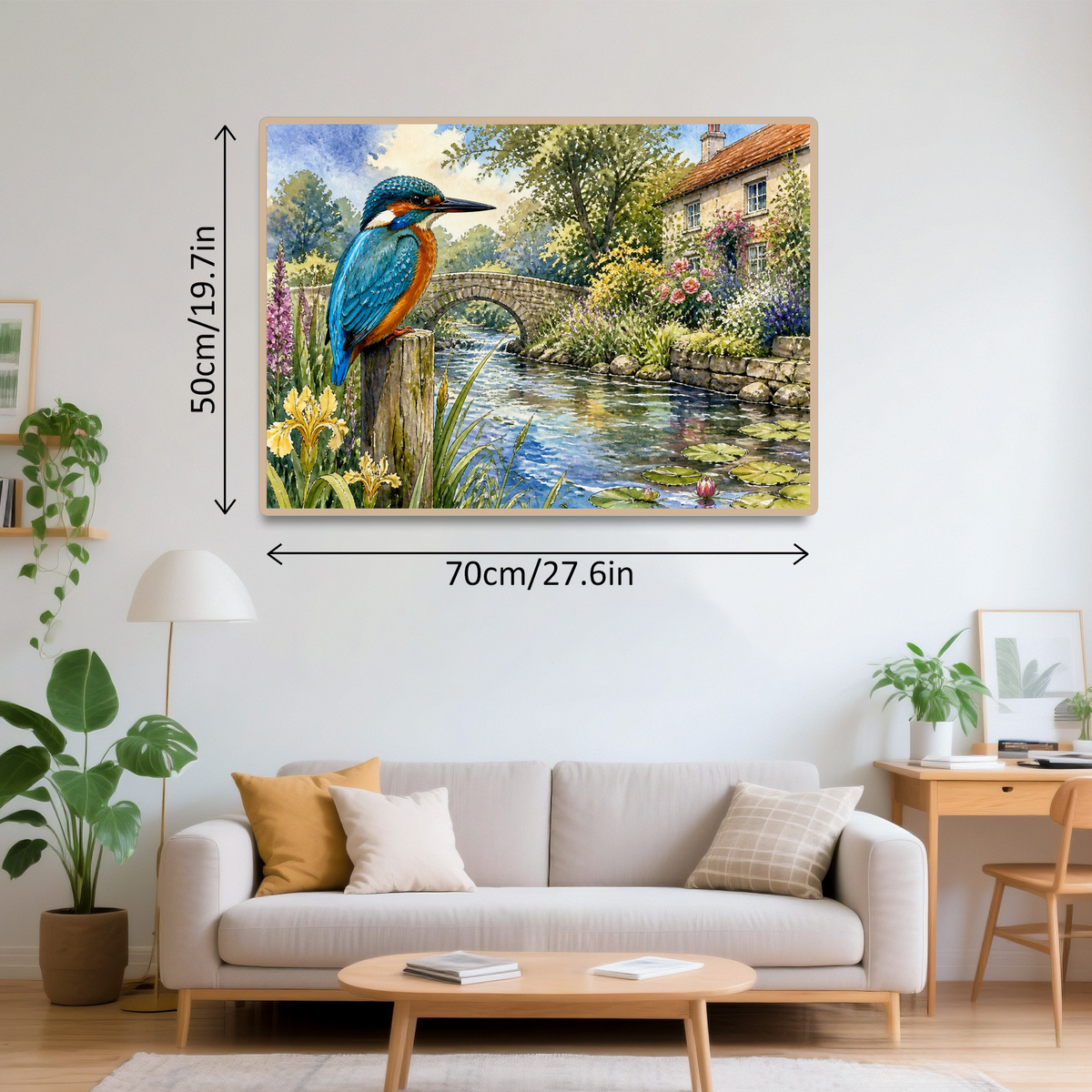 Luminous Kingfisher By A River Landscape Puzzle - puzzle product view