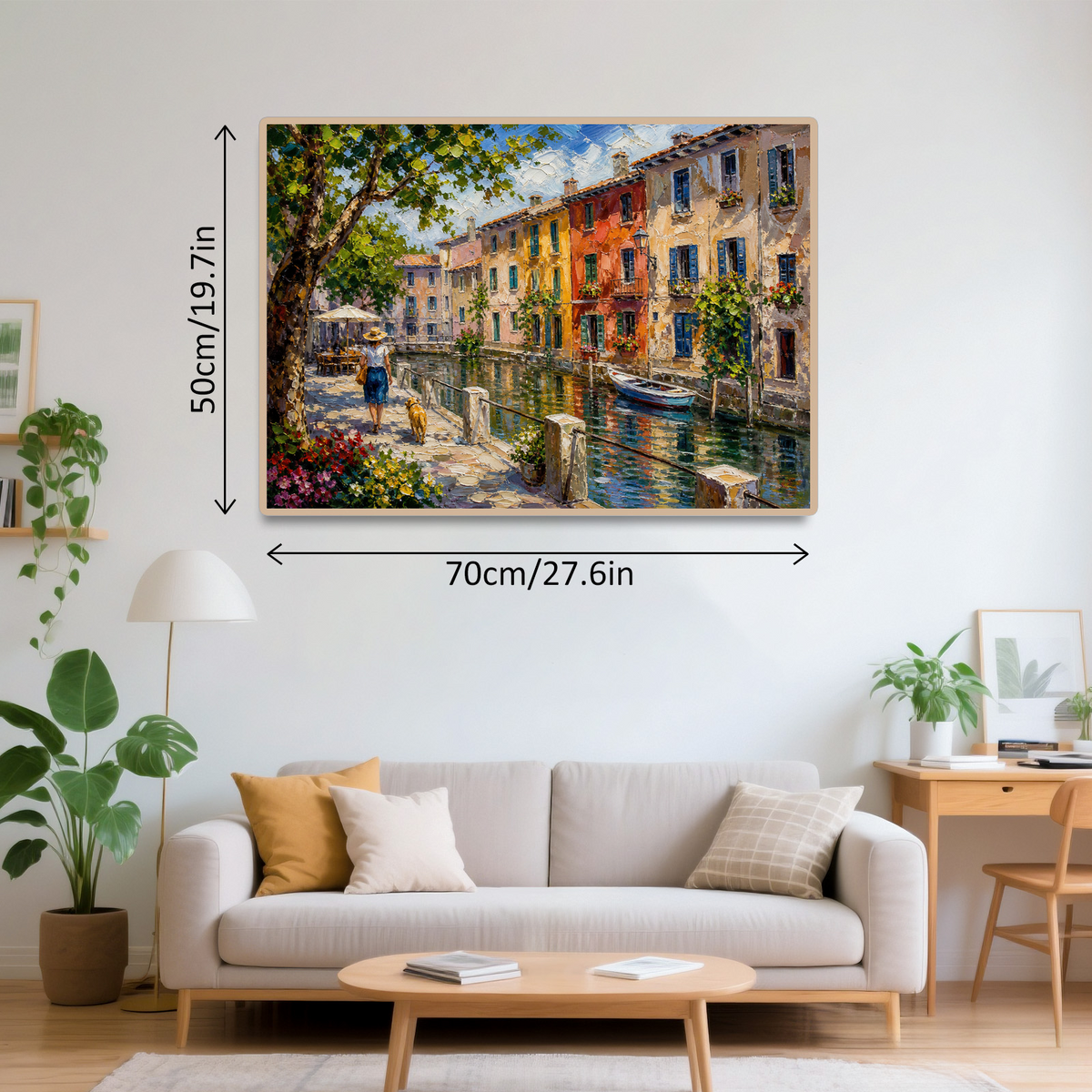 Vibrant Canal-Side Houses Landscape Puzzle - puzzle product view