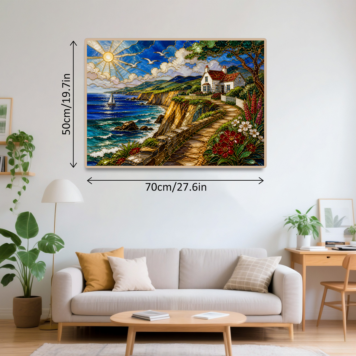 Sunlit Coastal Cliffs Landscape Puzzle - puzzle product view