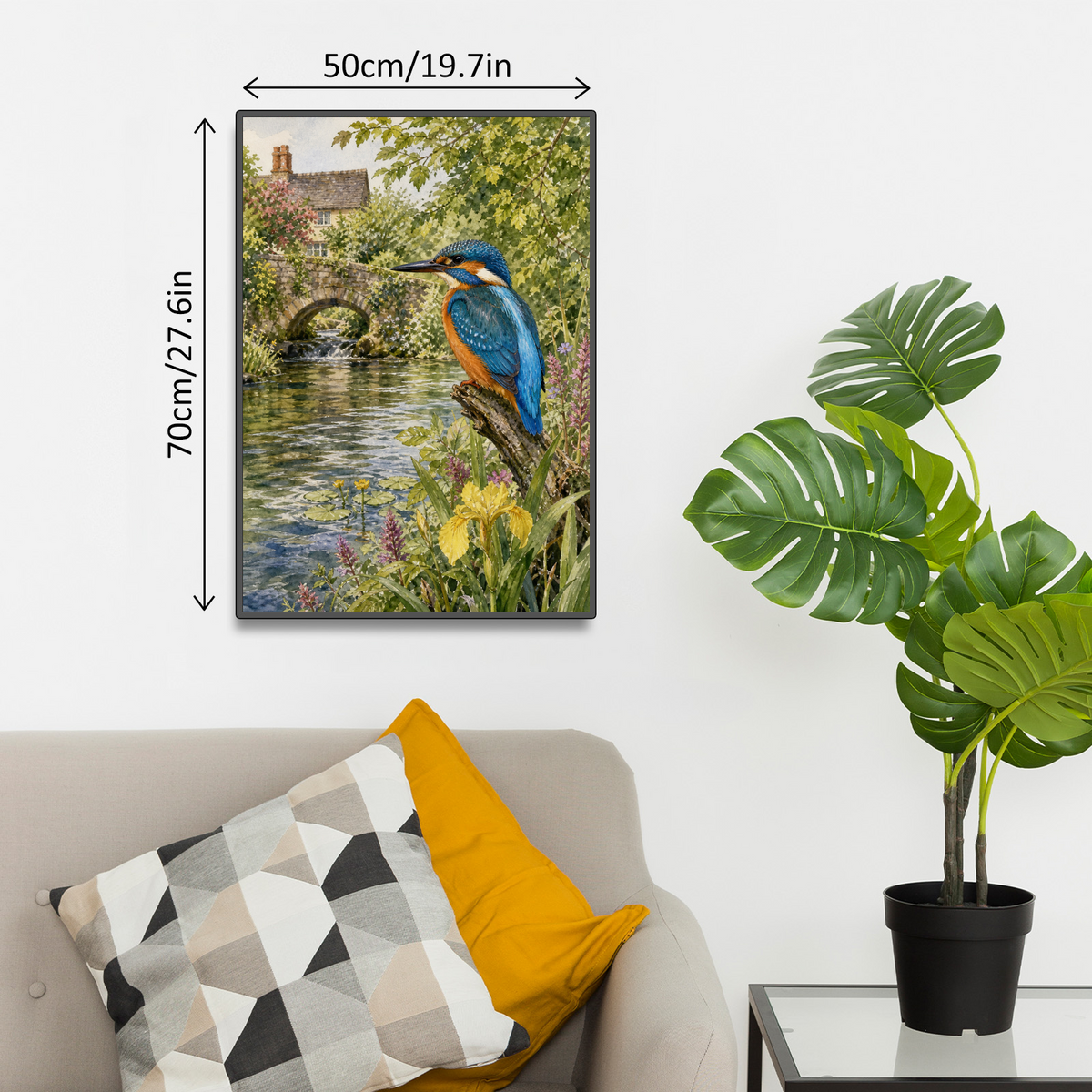 Vibrant Kingfisher By A River Portrait Puzzle - puzzle product view
