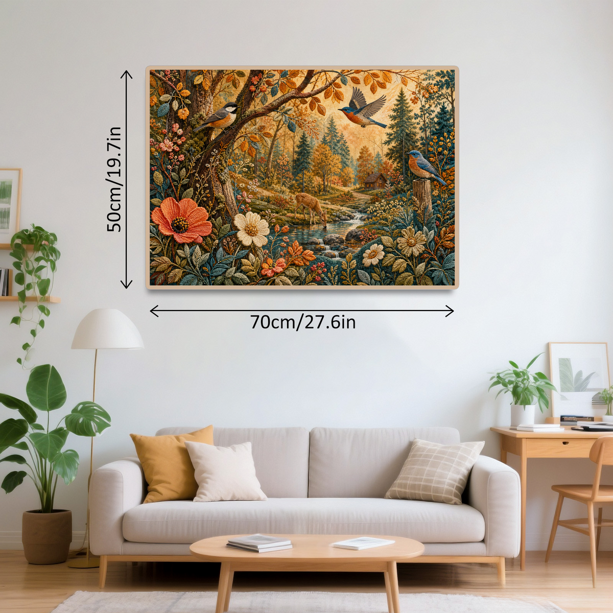 Amber Embroidered Woodland Landscape Puzzle - puzzle product view