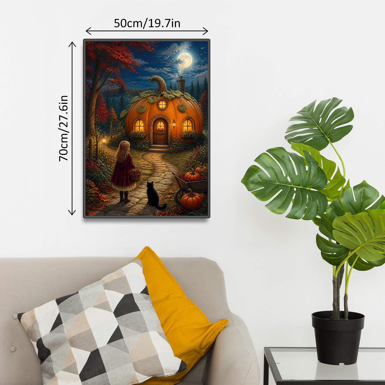 Sunlit Pumpkin Cottage Character Illustration Portrait Puzzle - puzzle product view