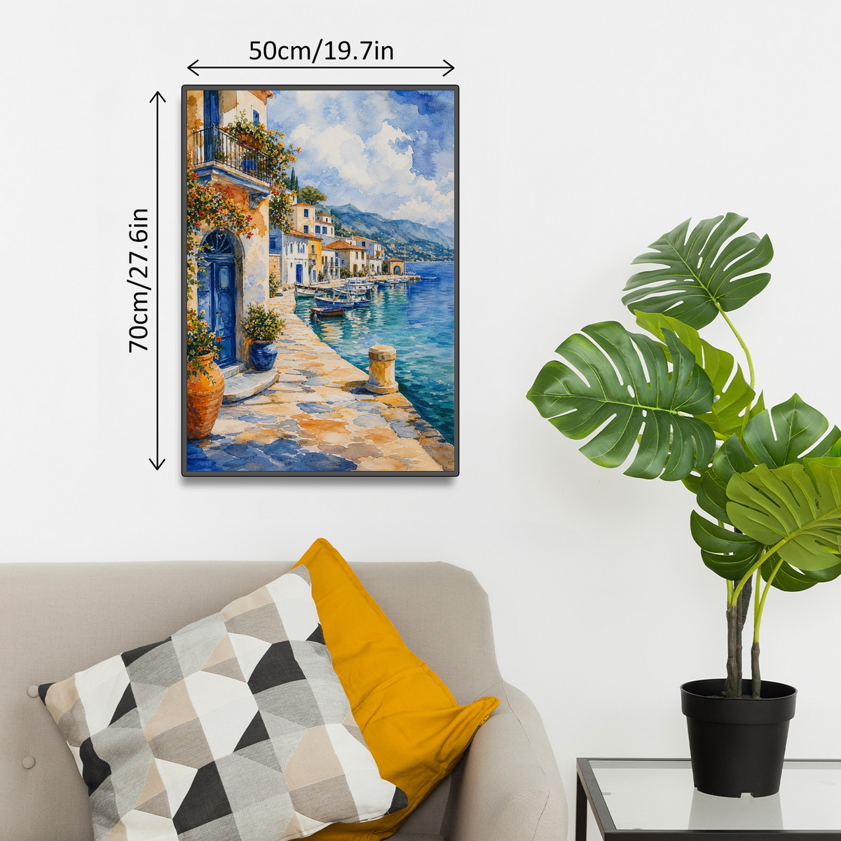 Rain-Washed Watercolor Harbor Portrait Puzzle - puzzle product view