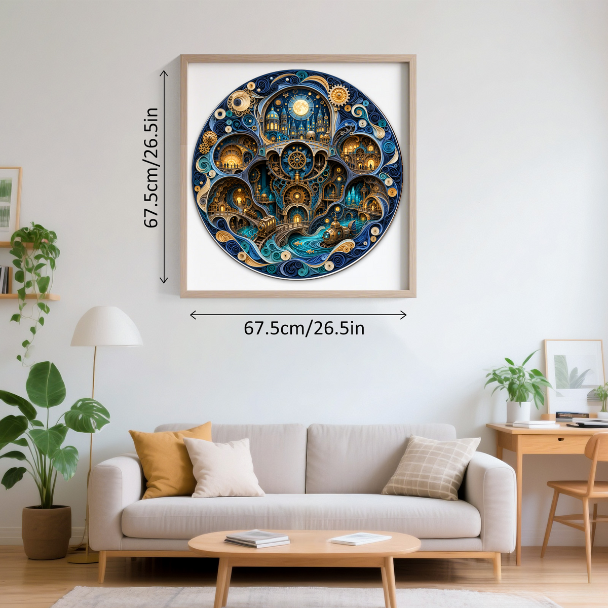 Moonlit Clockwork Underground City Round Puzzle - puzzle product view