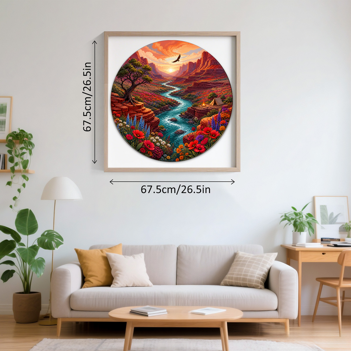 Crimson Wildflower Canyon River Round Puzzle - puzzle product view