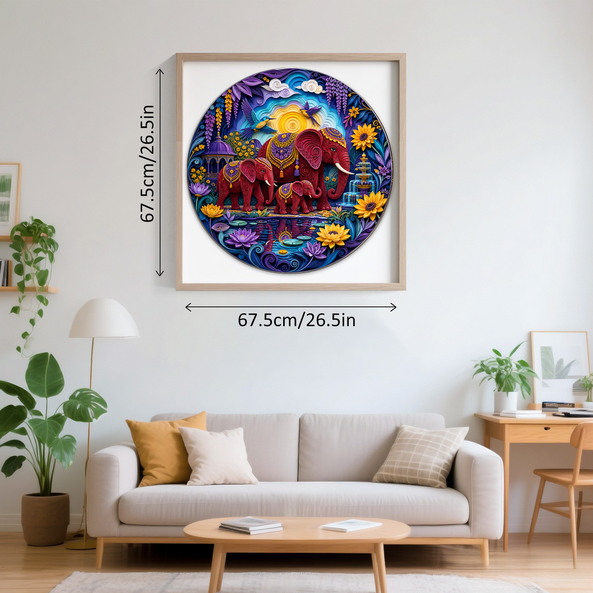Crimson Elephant Garden Family Round Puzzle - puzzle product view