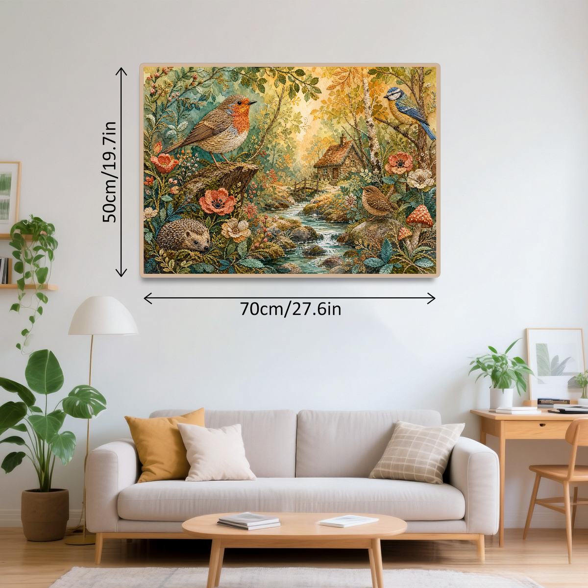 Sunlit Embroidered Woodland Landscape Puzzle - puzzle product view