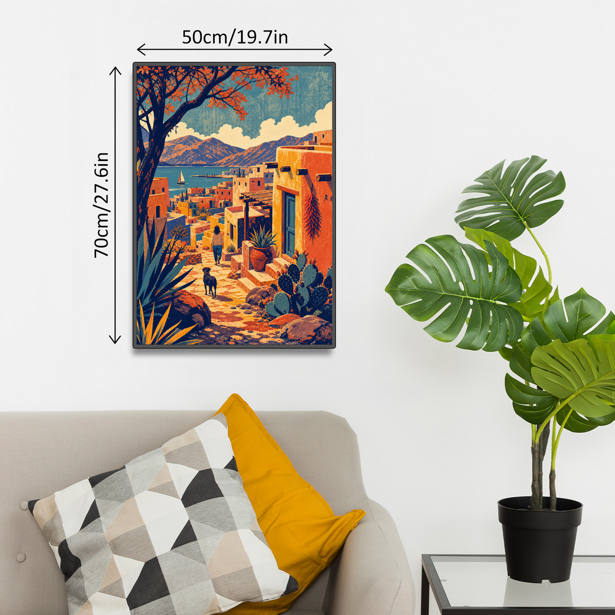 Vibrant Desert Adobe Town Portrait Puzzle - puzzle product view