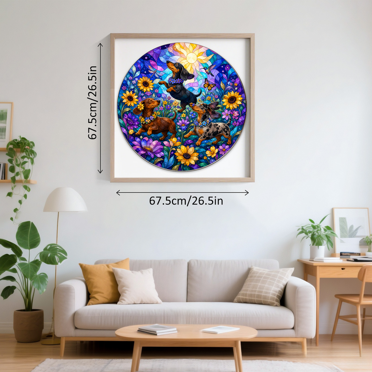 Dancing Dachshund Flower Parade Round Puzzle - puzzle product view