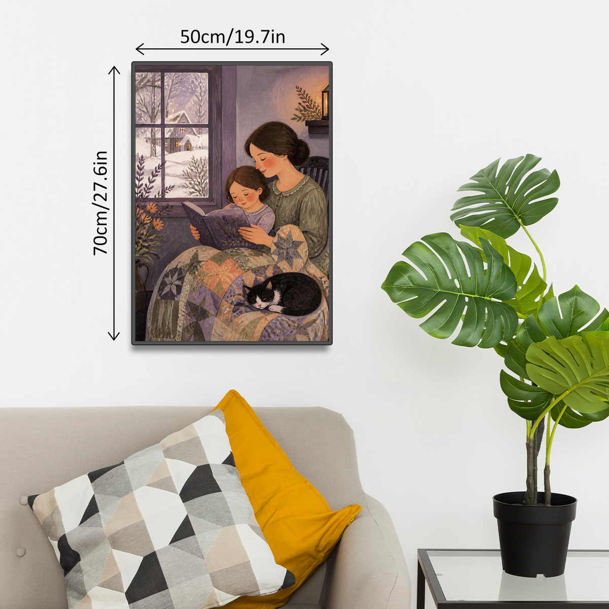 Luminous Winter Cabin Lights Folk Art Portrait Puzzle - puzzle product view