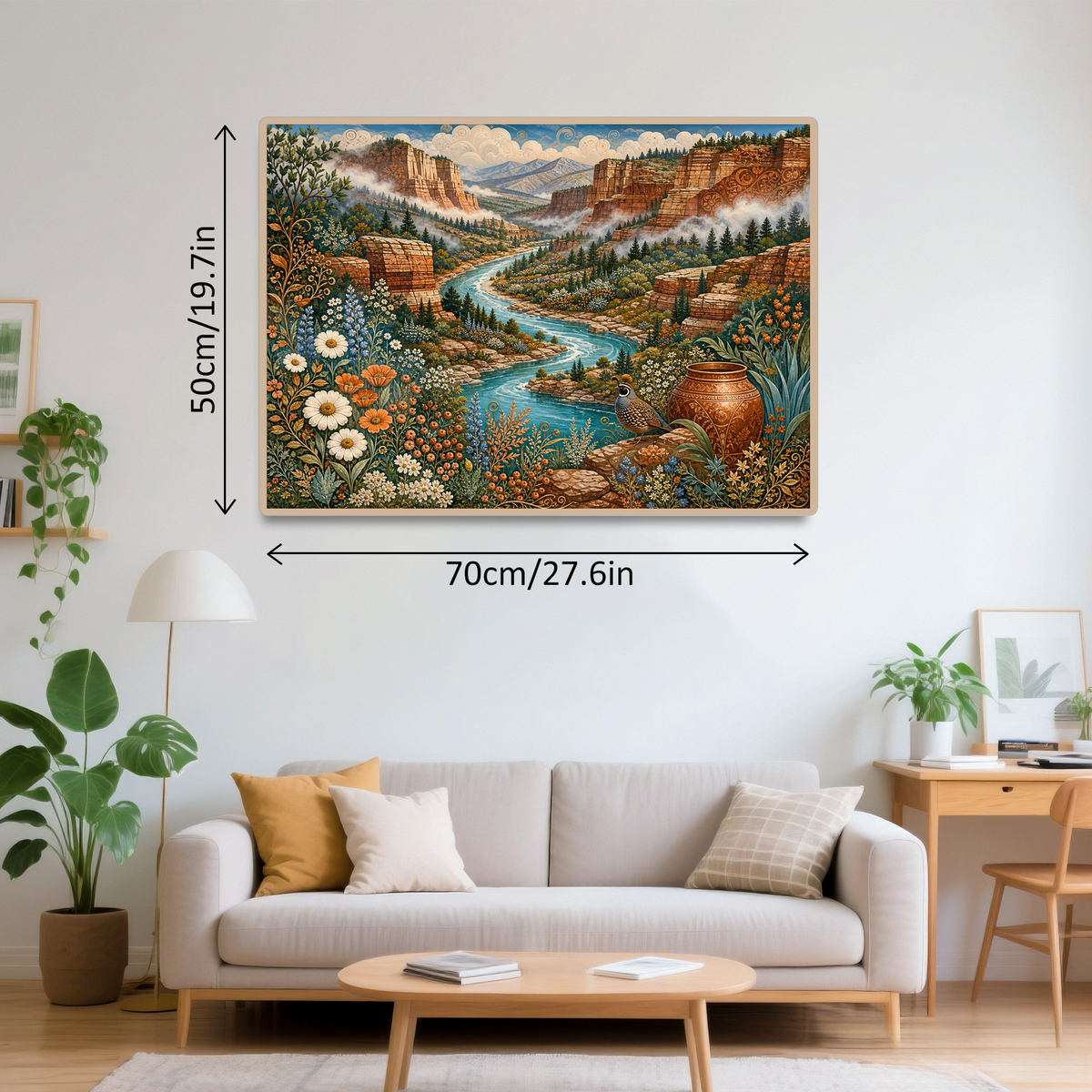 Misty Wildflower Canyon River Landscape Puzzle - puzzle product view