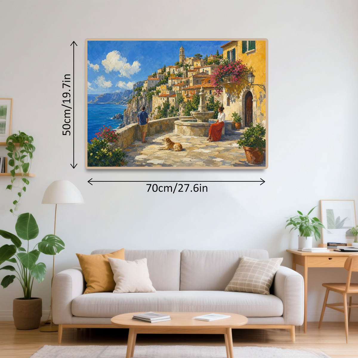 Sunlit Cliff Village Landscape Puzzle - puzzle product view