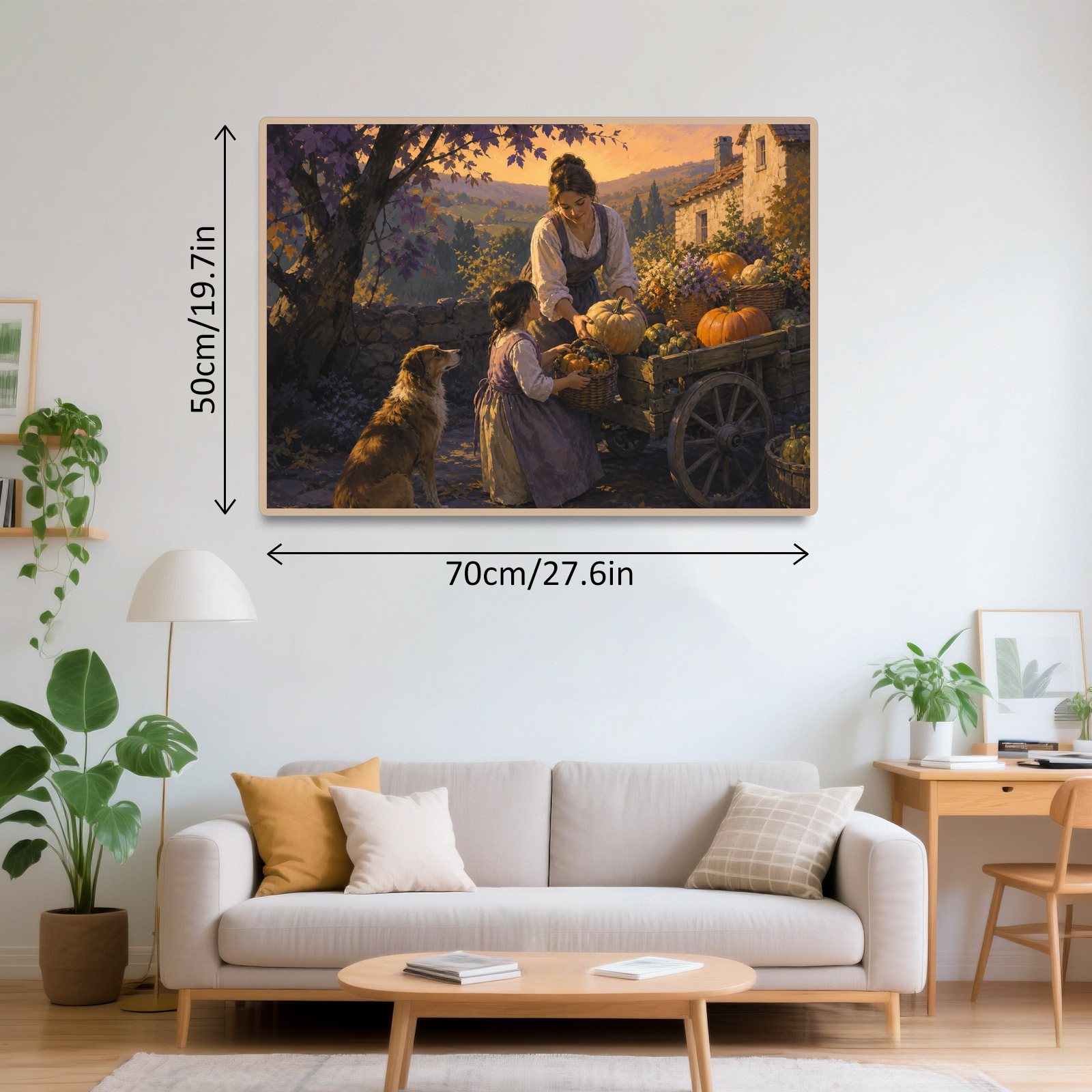 Vibrant Harvest Festival Gouache Landscape Puzzle - puzzle product view