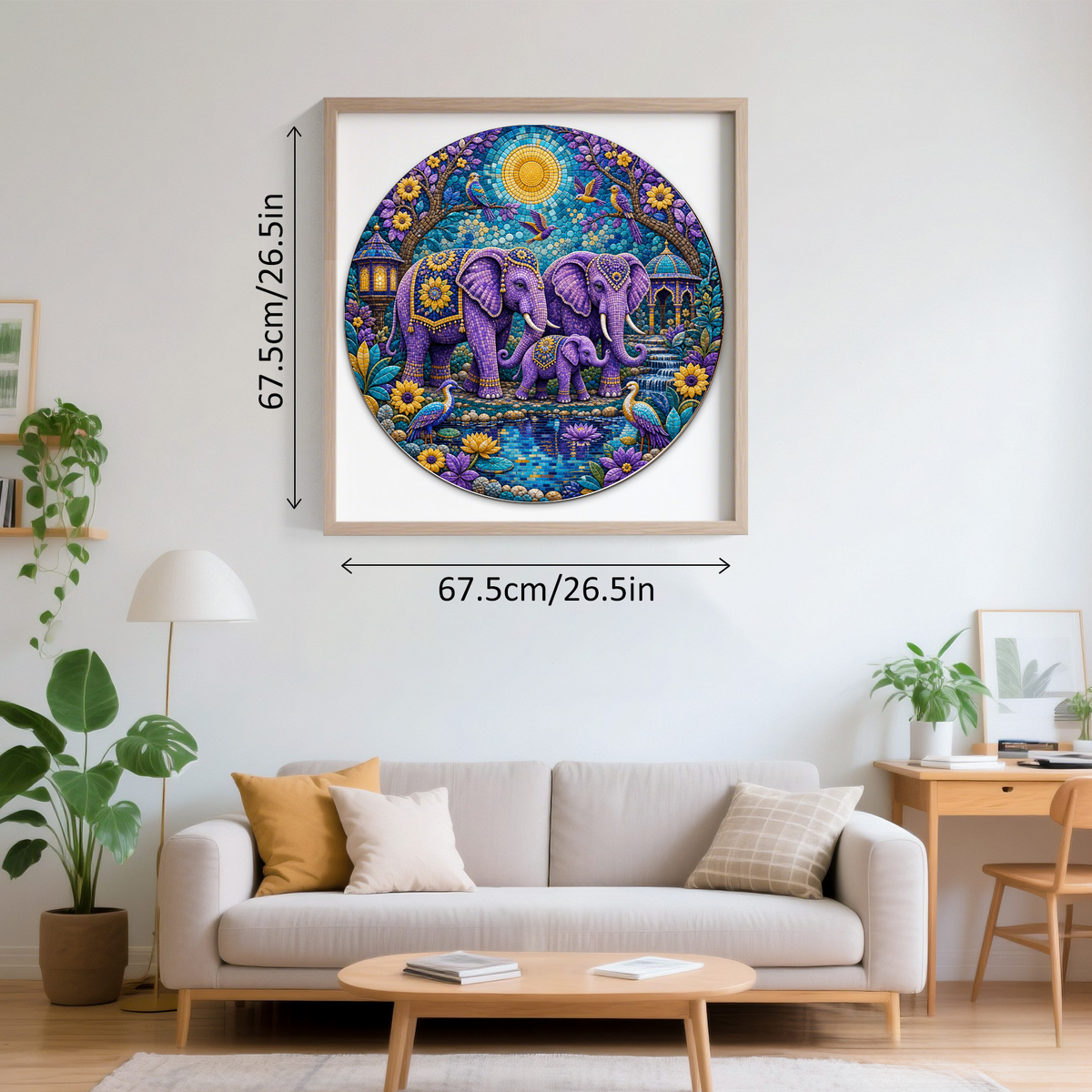 Velvet Elephant Garden Family Round Puzzle - puzzle product view