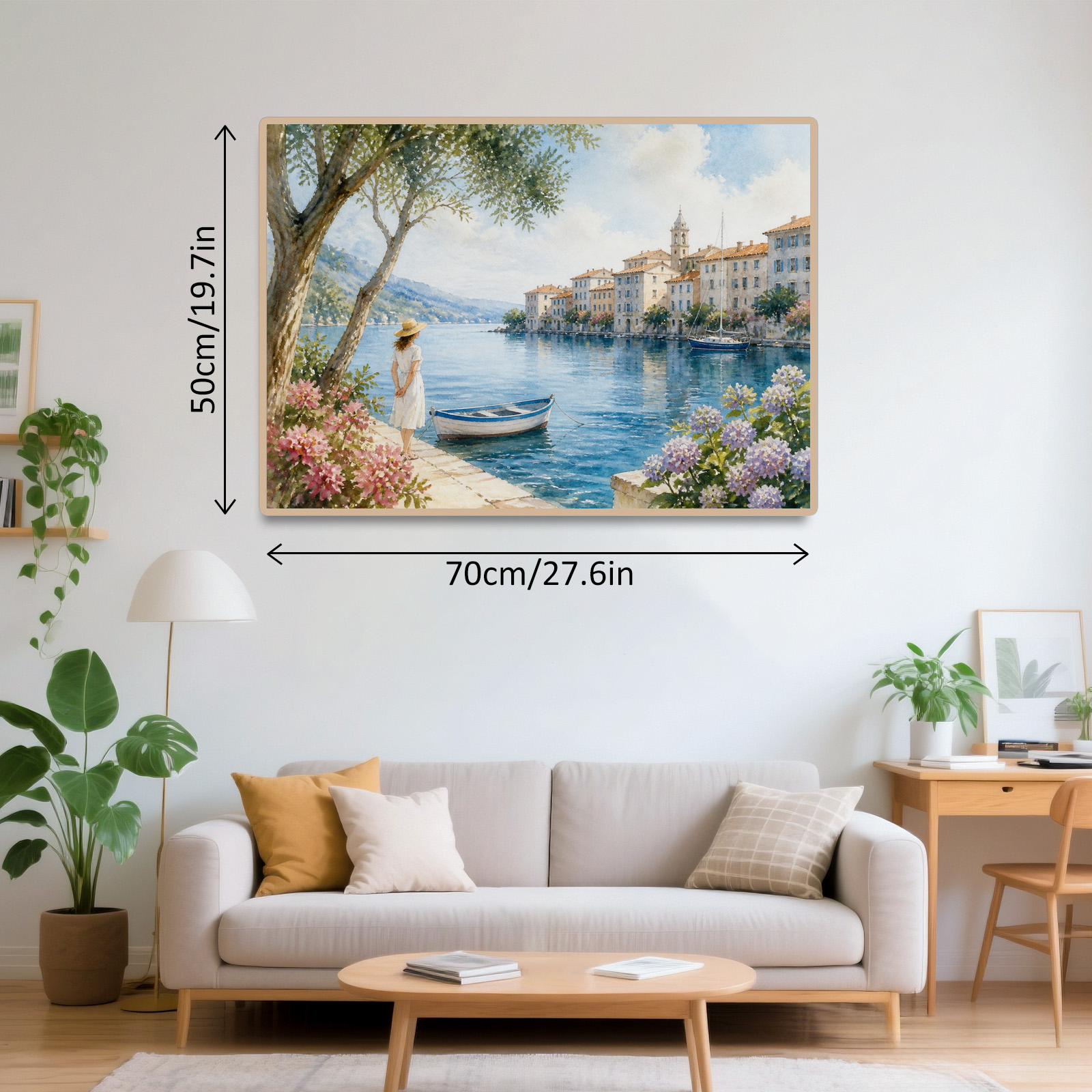 Story-Rich Watercolor Harbor Landscape Puzzle - puzzle product view