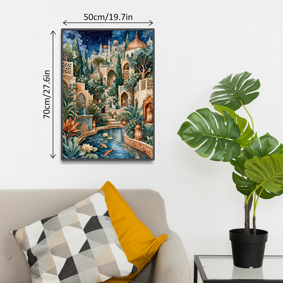 Starlit Watercolor City Garden Portrait Puzzle - puzzle product view