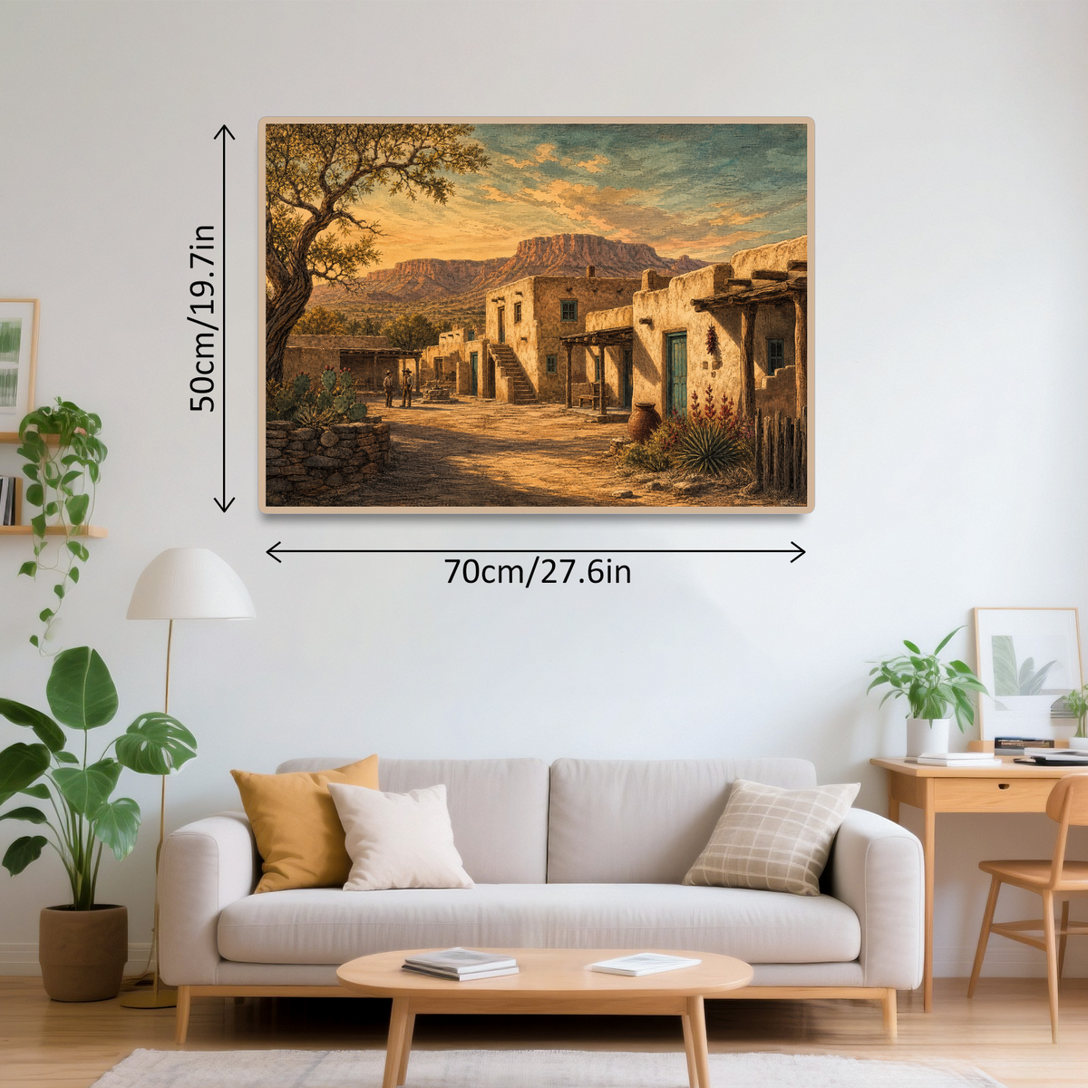 Luminous Desert Adobe Town Landscape Puzzle - puzzle product view