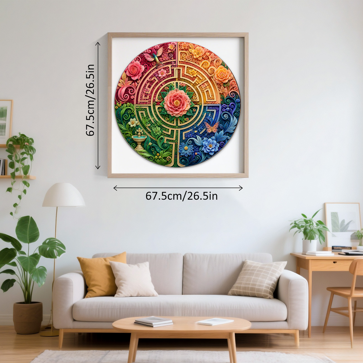 Golden Floral Labyrinth Round Puzzle - puzzle product view