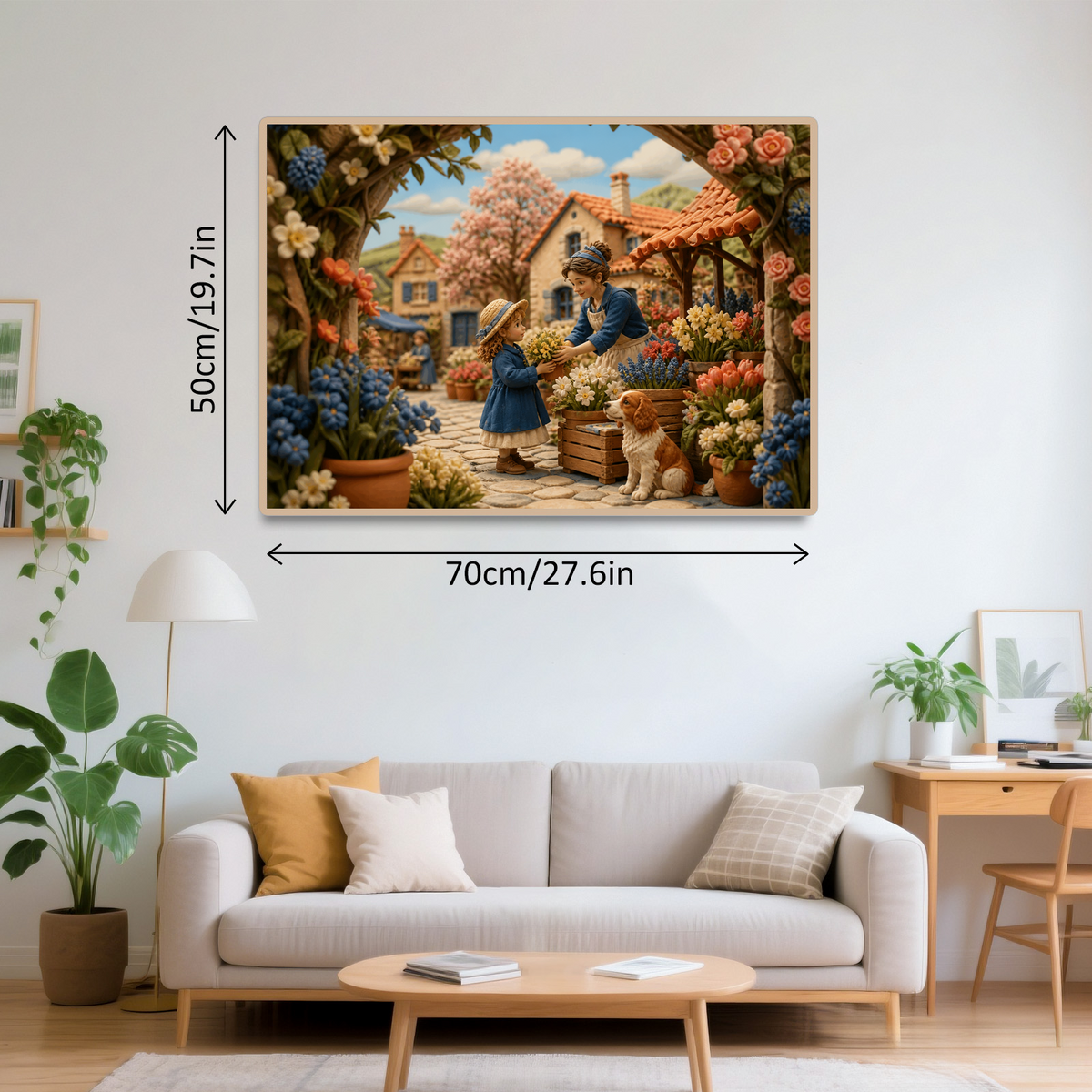 Vibrant Spring Flower Market Soft 3d Storybook Landscape Puzzle - puzzle product view