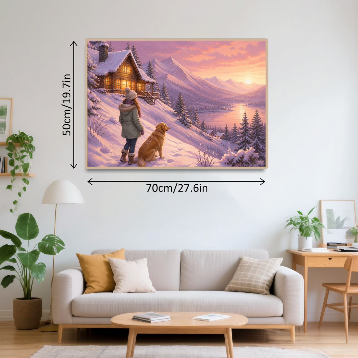Quiet Winter Cabin Lights Character Illustration Landscape Puzzle - puzzle product view
