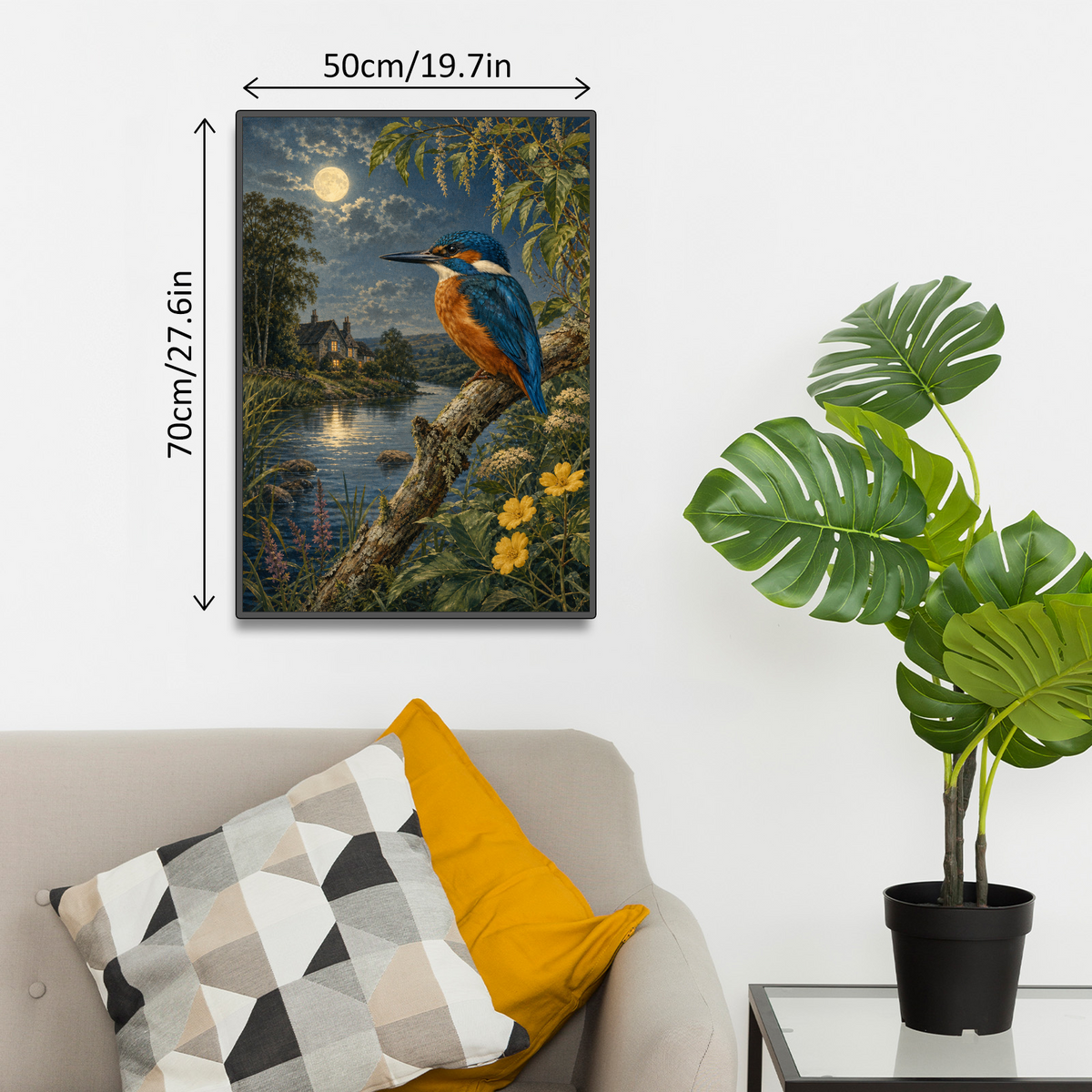 Moonlit Kingfisher By A River Portrait Puzzle - puzzle product view