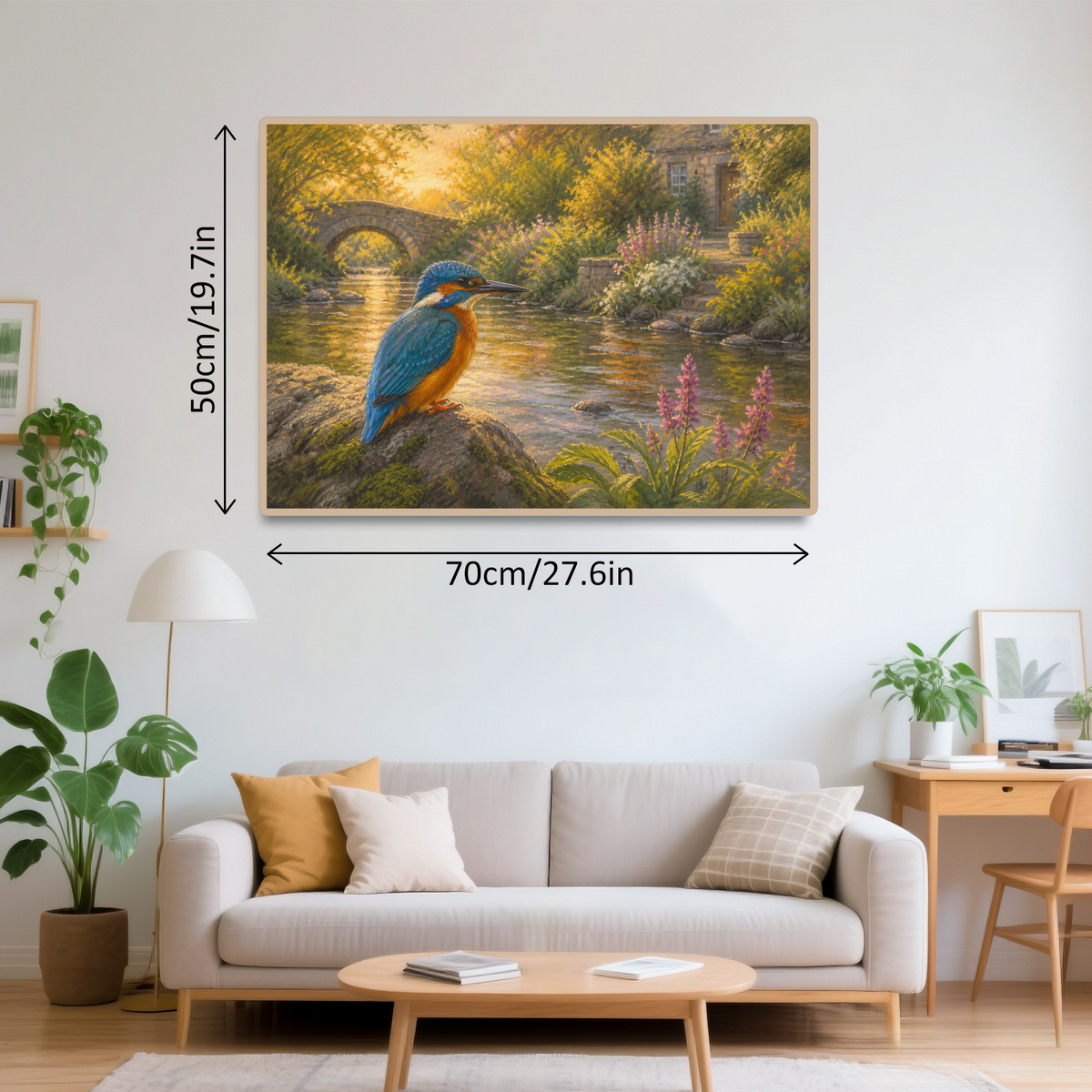 Golden-Hour Kingfisher By A River Landscape Puzzle - puzzle product view