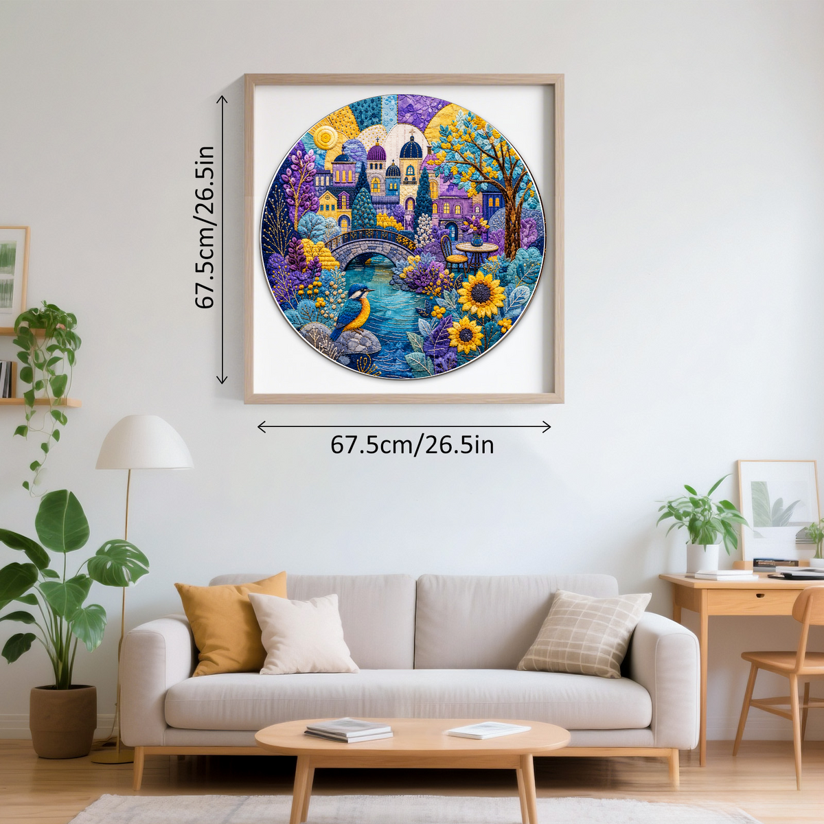 Whispering Watercolor City Garden Round Puzzle - puzzle product view