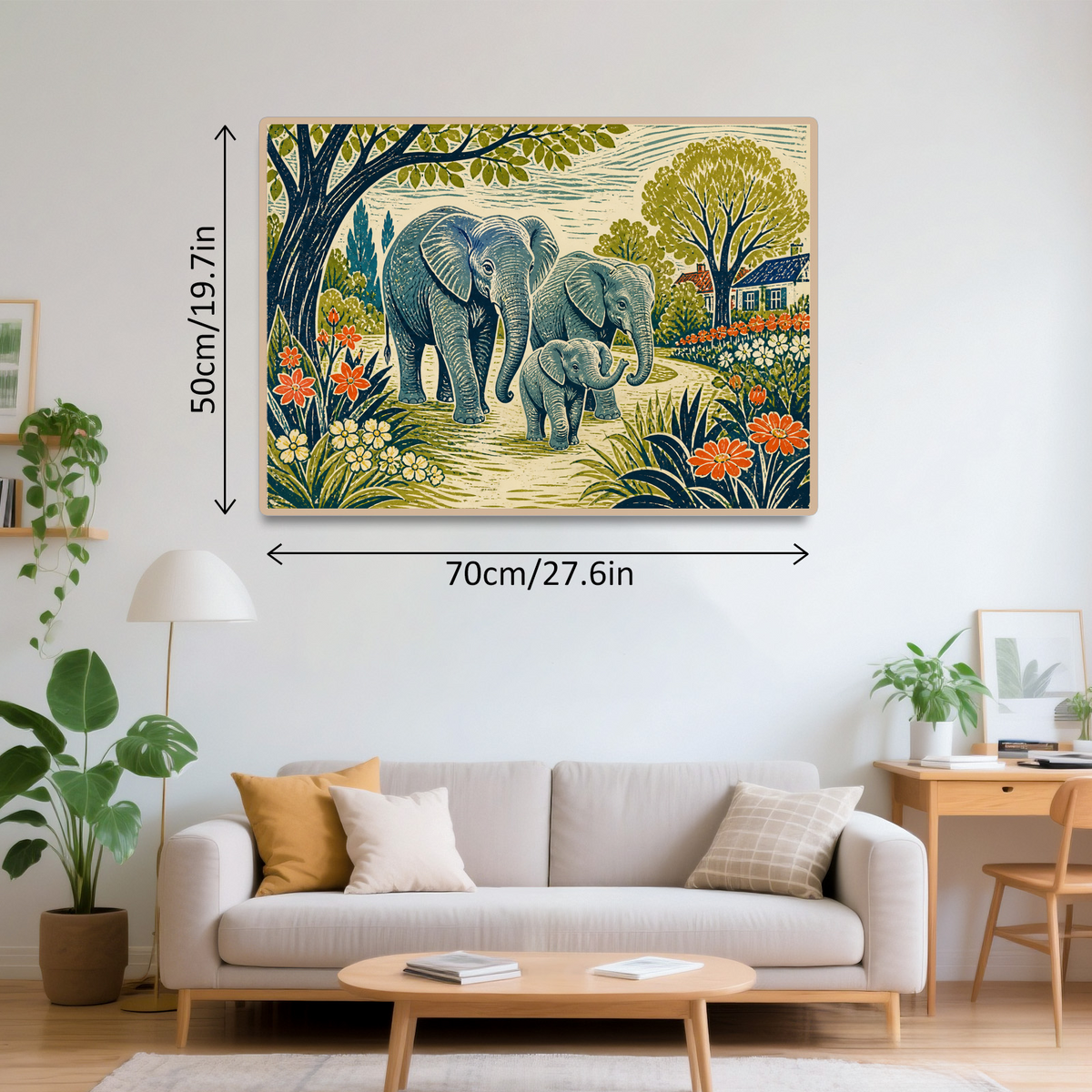 Vibrant Elephant Family Landscape Puzzle - puzzle product view