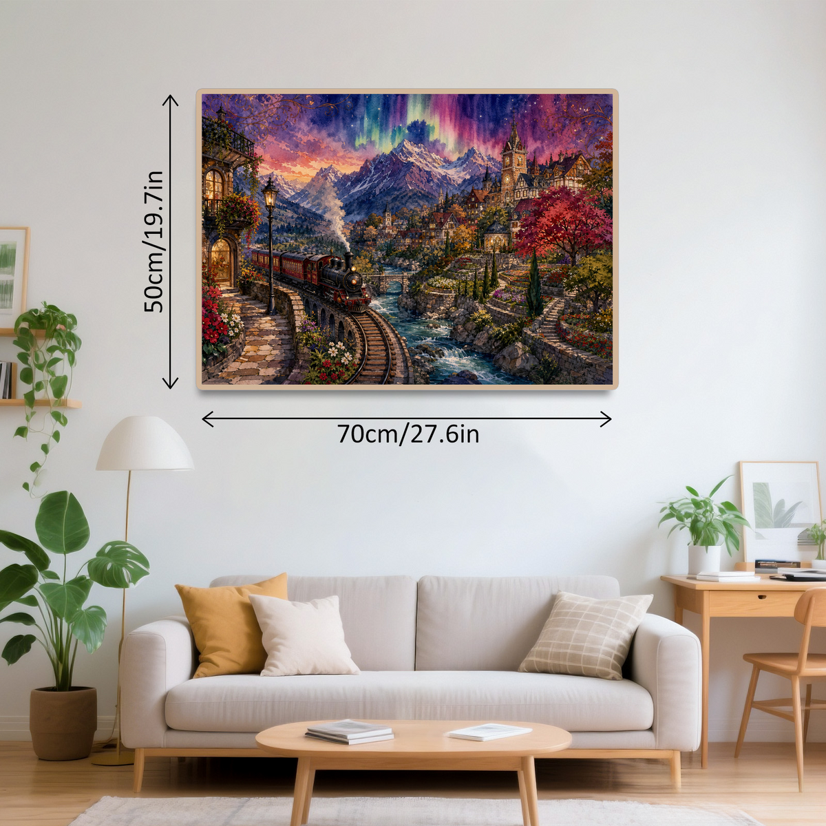 Aurora Mountain Railway Town Landscape Puzzle - puzzle product view