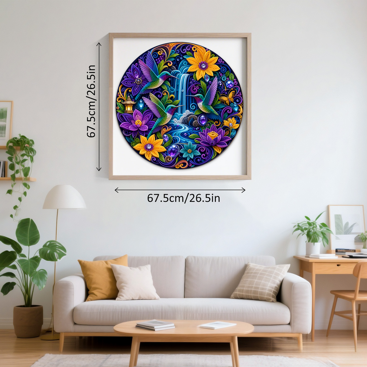 Radiant Hummingbird Jewel Garden Round Puzzle - puzzle product view