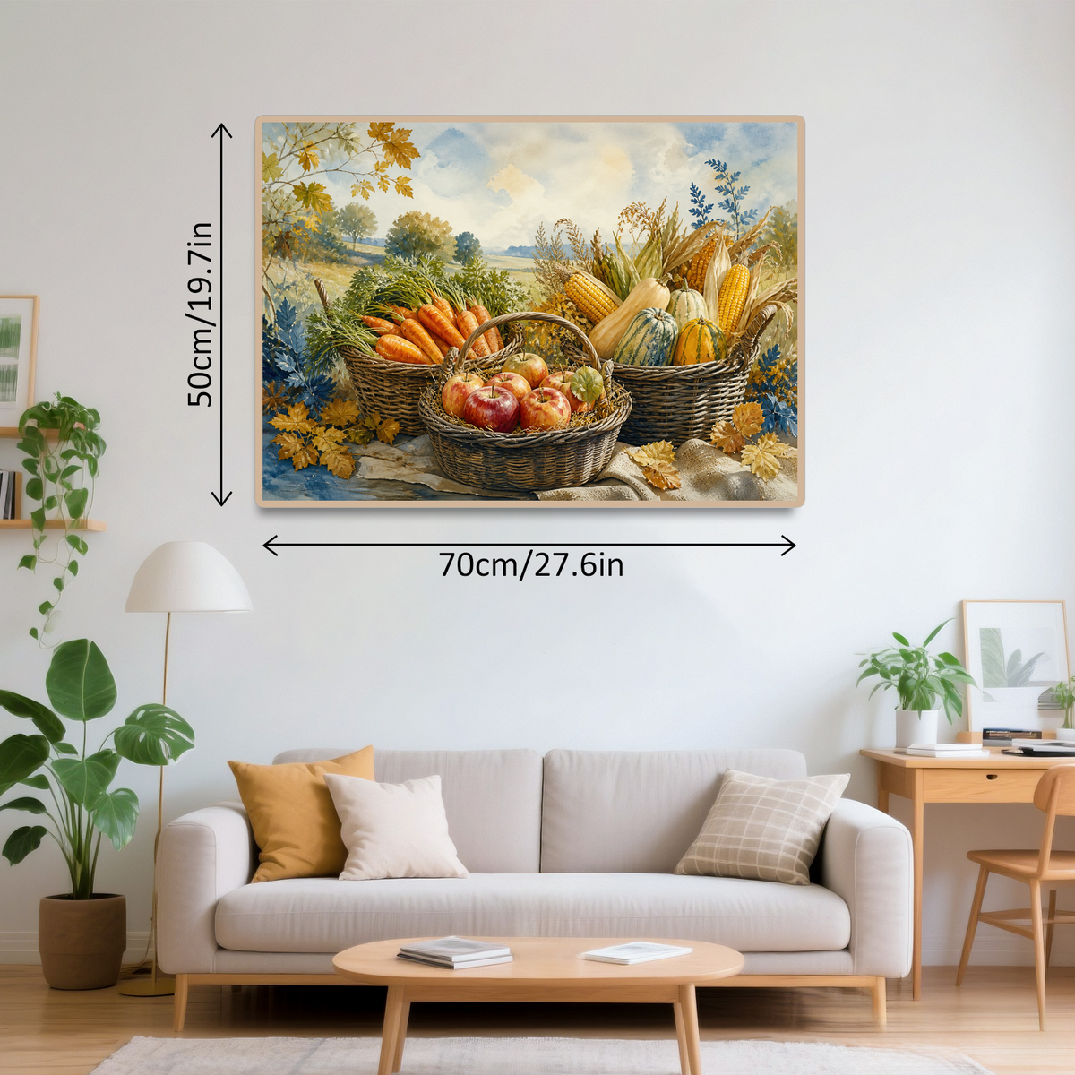 Story Rich Farmers Market Baskets Watercolor Ink Landscape Puzzle - puzzle product view
