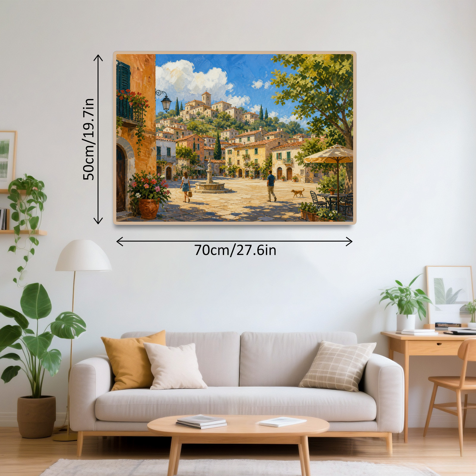 Sunlit Hill Town Landscape Puzzle - puzzle product view