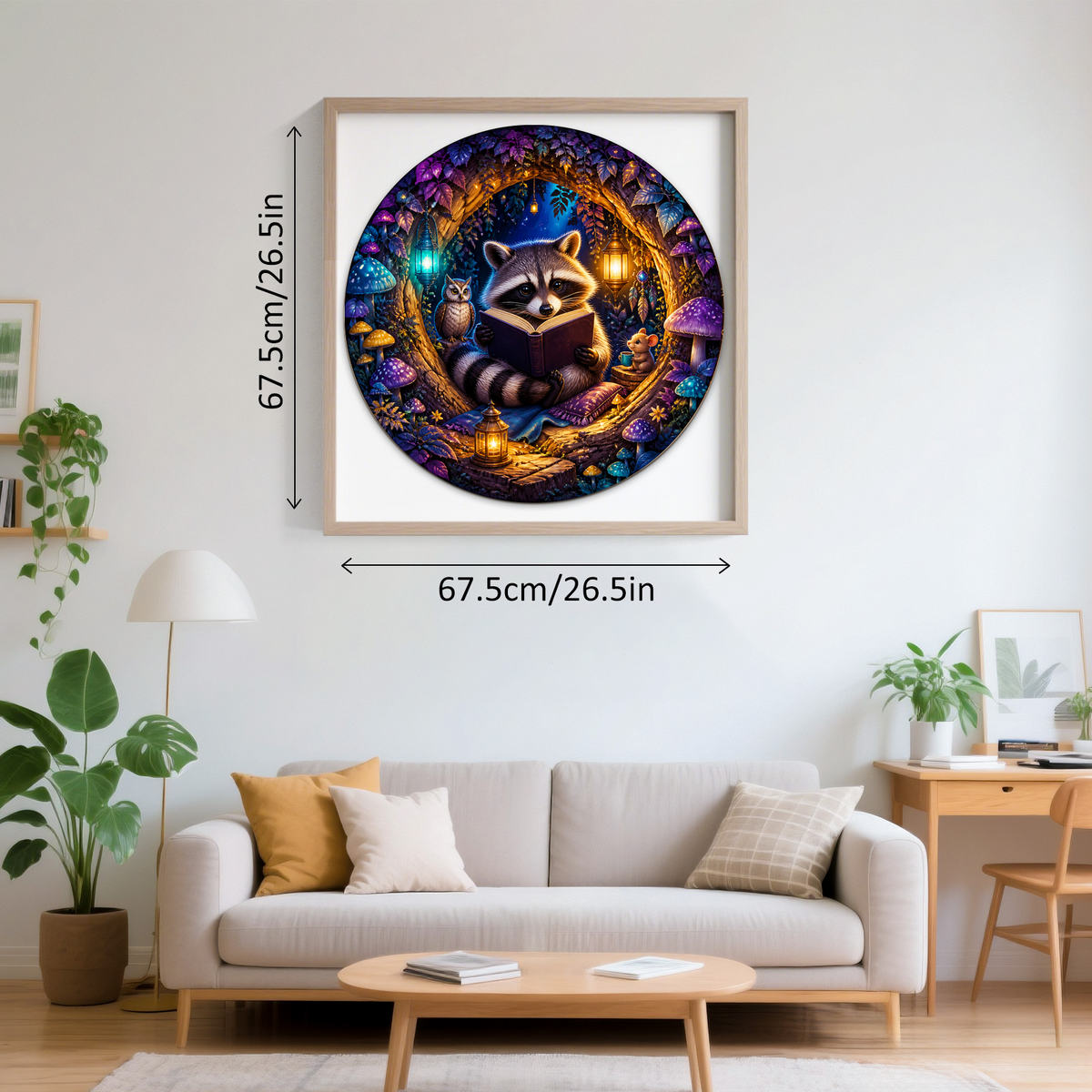 Dancing Raccoon Reading Hollow Round Puzzle - puzzle product view