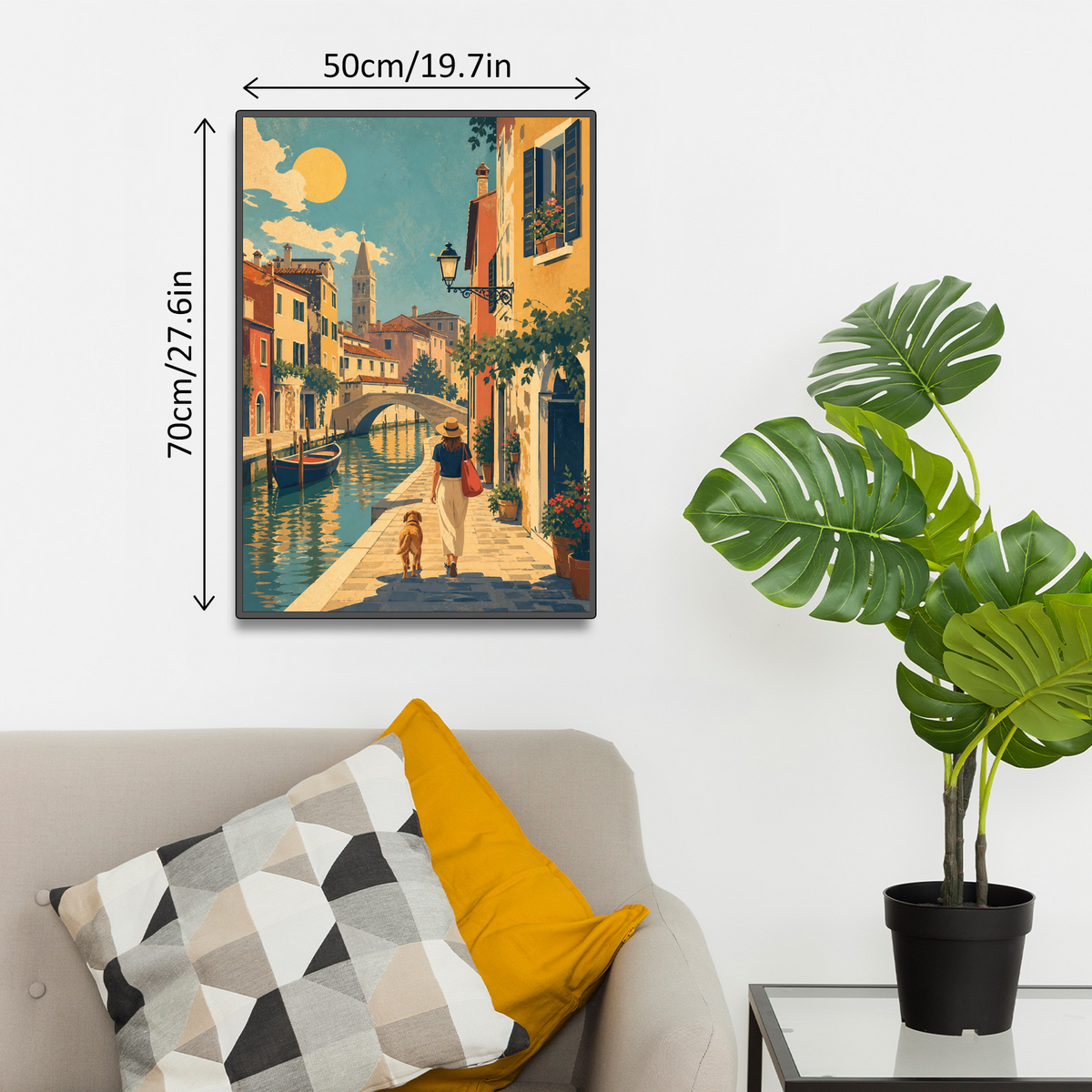 Sunlit Canal-Side Houses Portrait Puzzle - puzzle product view