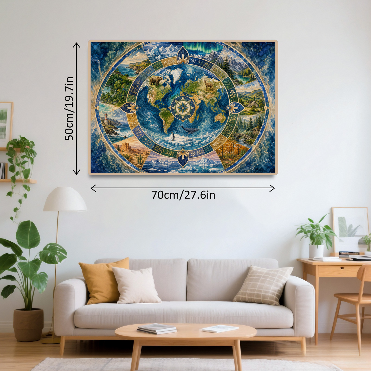 Story Rich World Habitat Map Mandala Ornamental Landscape Puzzle - puzzle product view