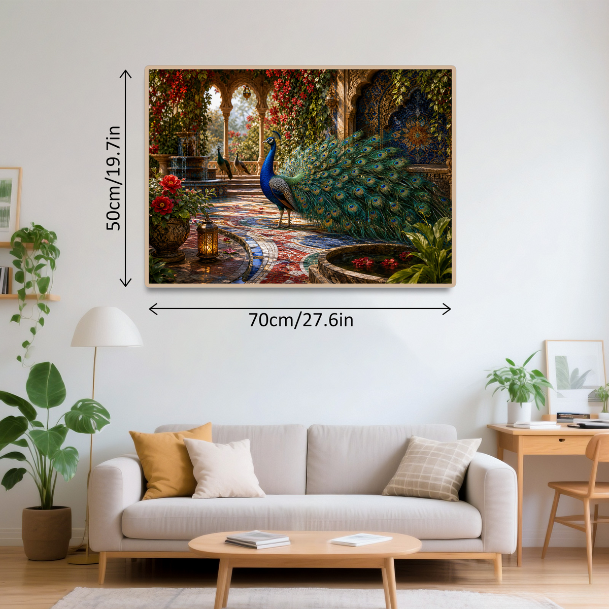 Secret Peacock Mosaic Court Landscape Puzzle - puzzle product view