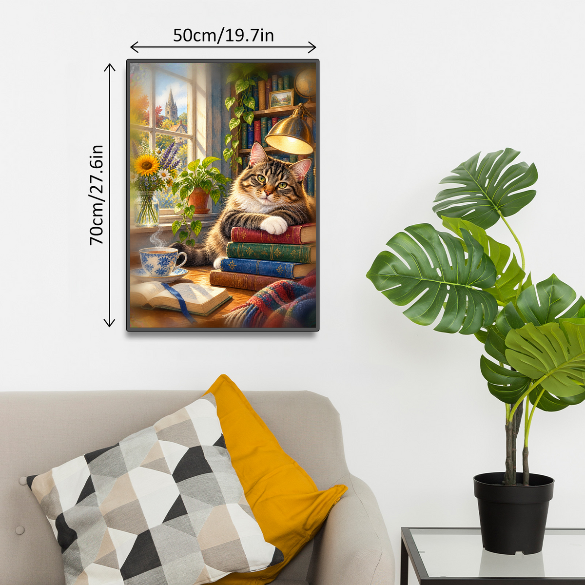 Vibrant Library Cat Portrait Puzzle - puzzle product view