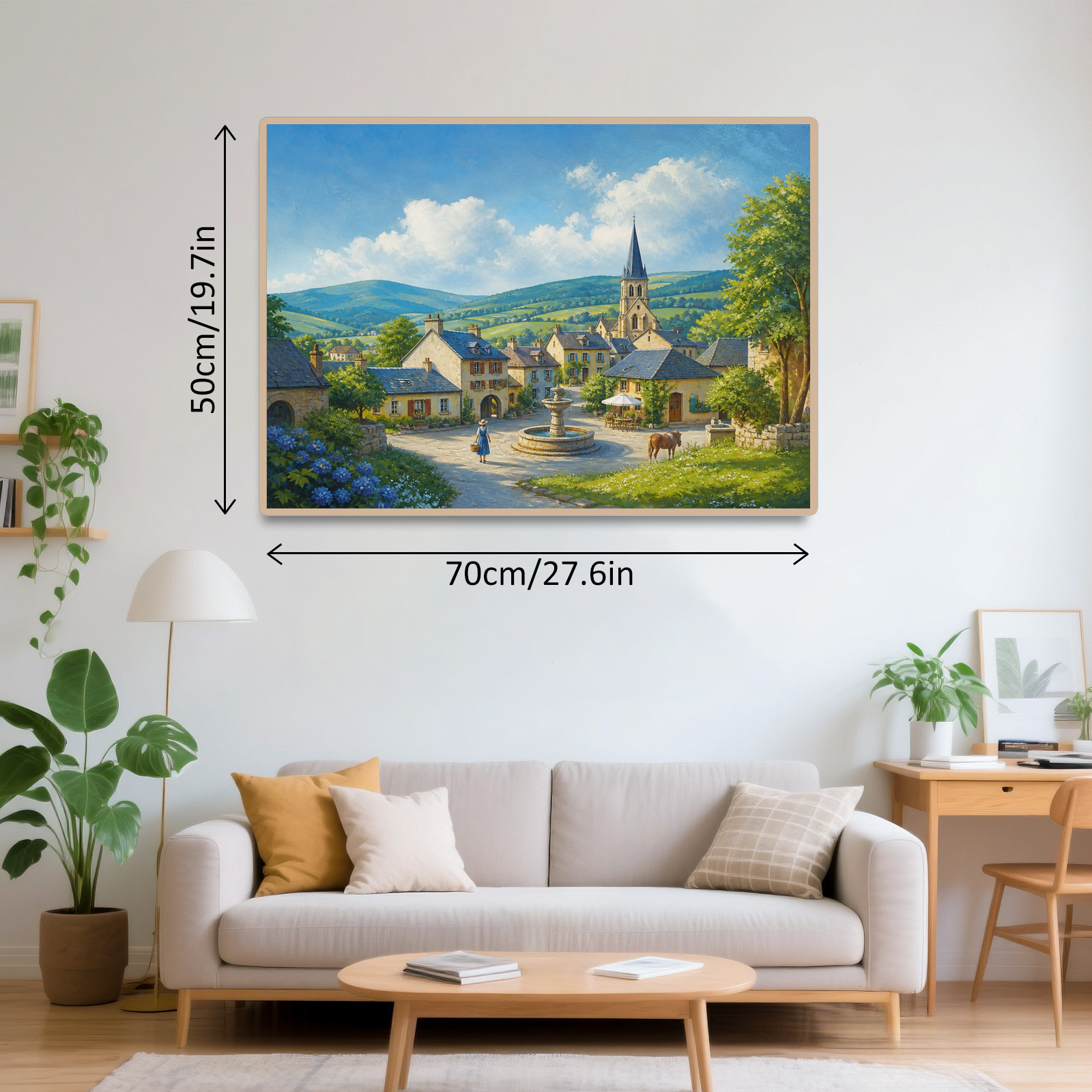 Vibrant Folk-Art Village Landscape Puzzle - puzzle product view