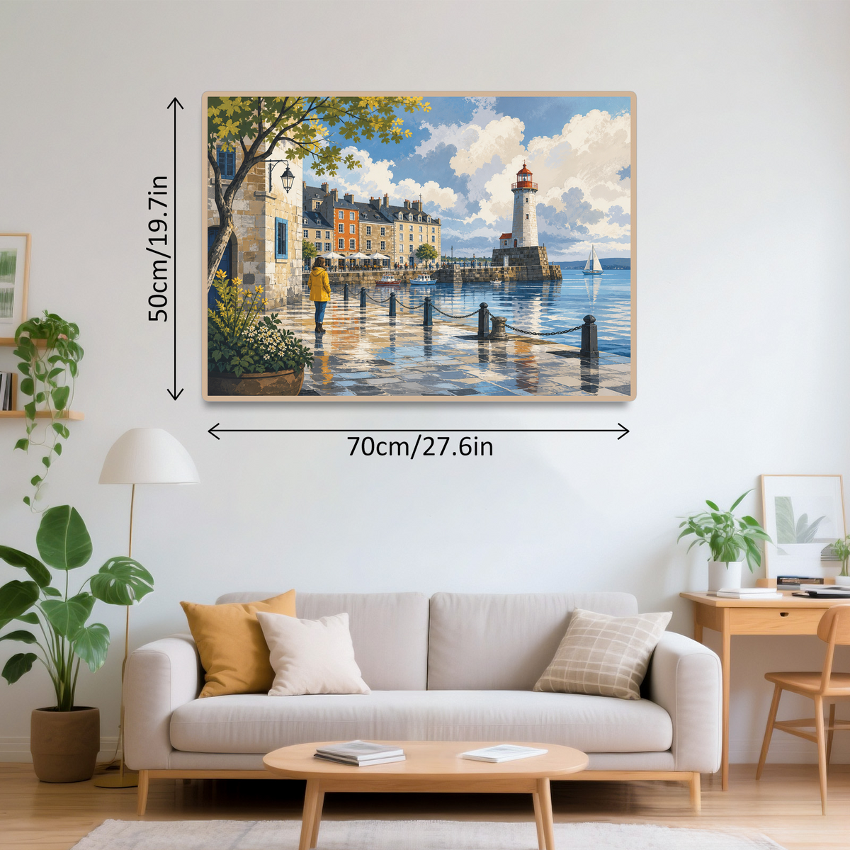 Rain-Washed Lighthouse Harbor Landscape Puzzle - puzzle product view