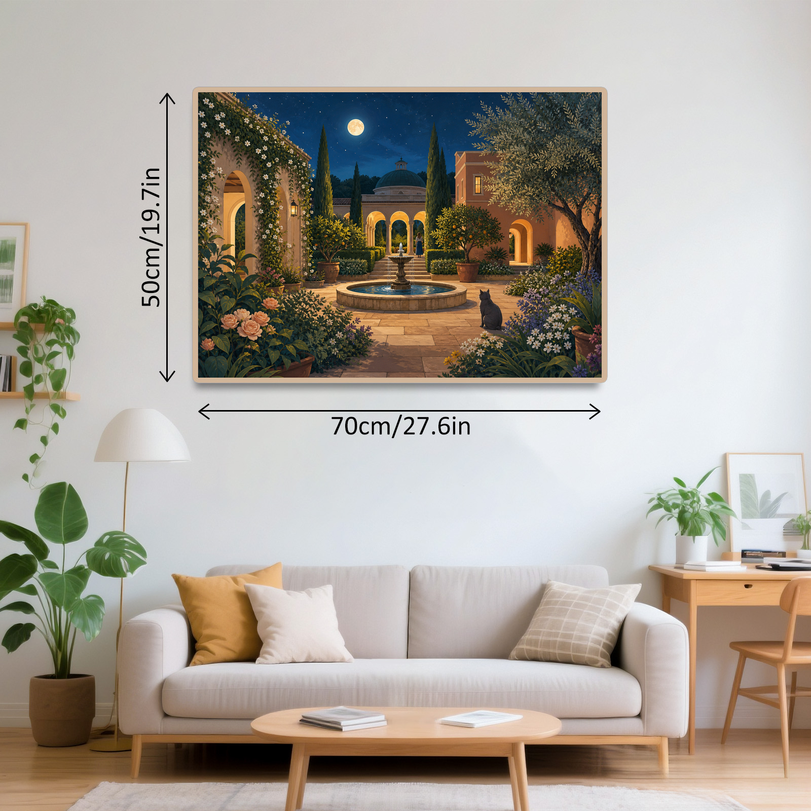 Moonlit Garden Courtyard Landscape Puzzle - puzzle product view