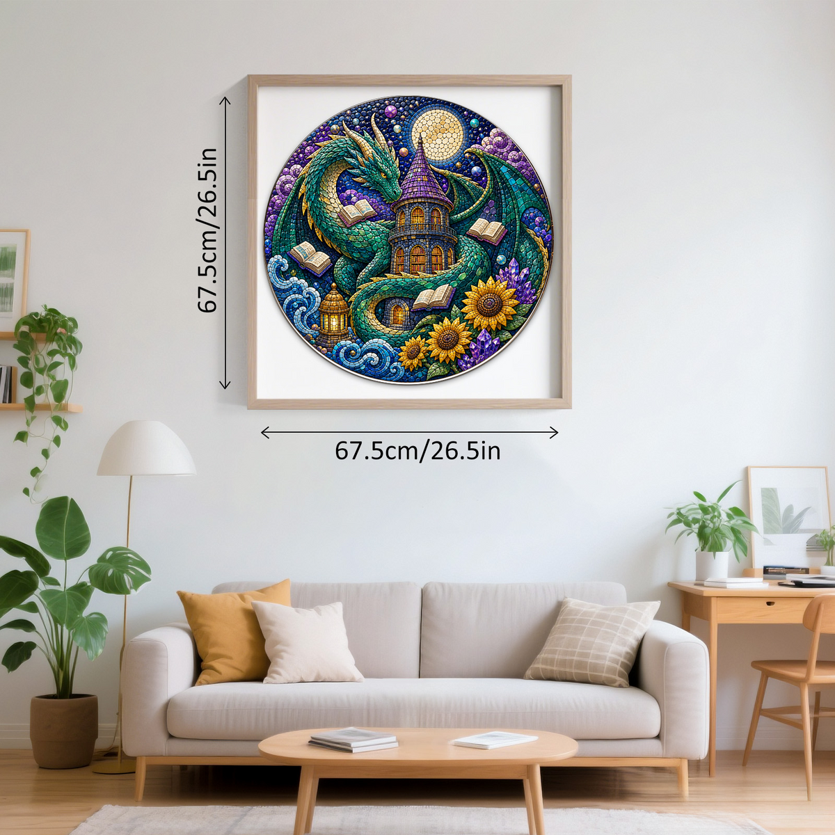 Emerald Dragon Library Moon Round Puzzle - puzzle product view