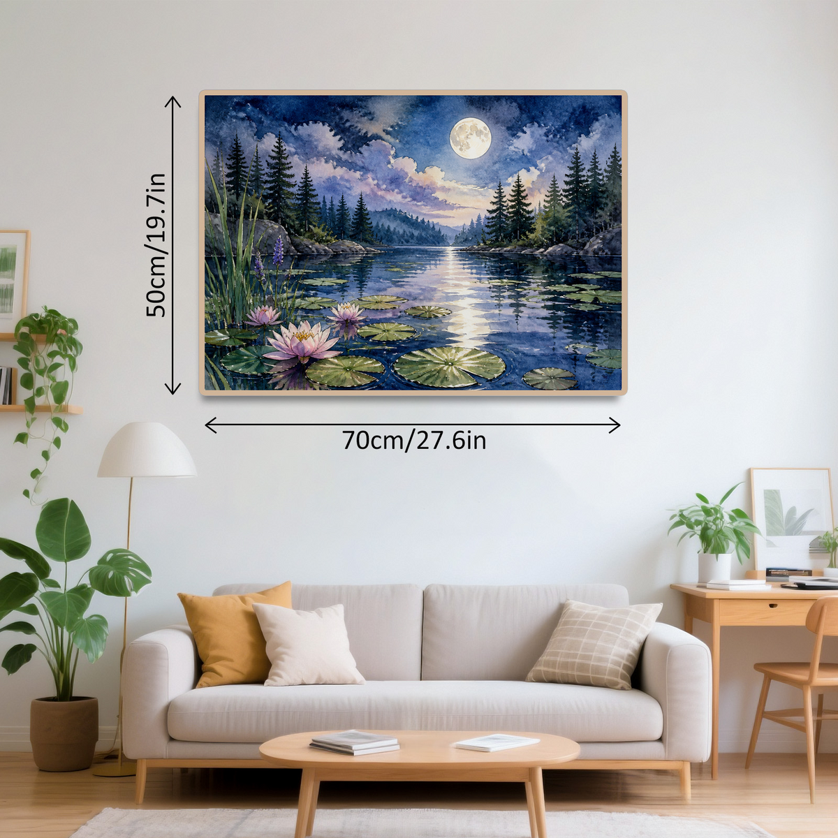 Moonlit Water-Lily Pond Landscape Puzzle - puzzle product view