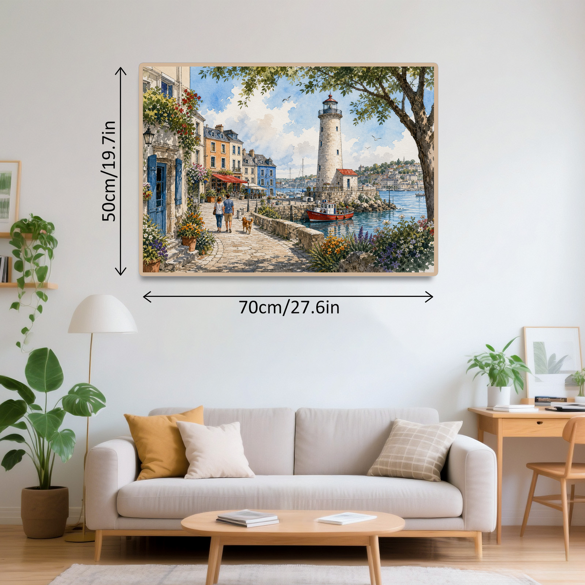 Vibrant Lighthouse Harbor Landscape Puzzle - puzzle product view