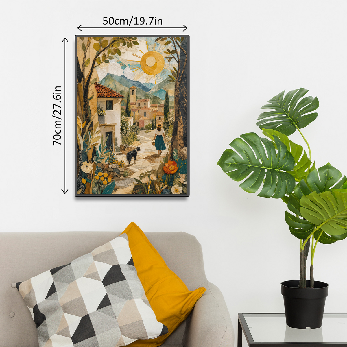 Sunlit Folk-Art Village Portrait Puzzle - puzzle product view