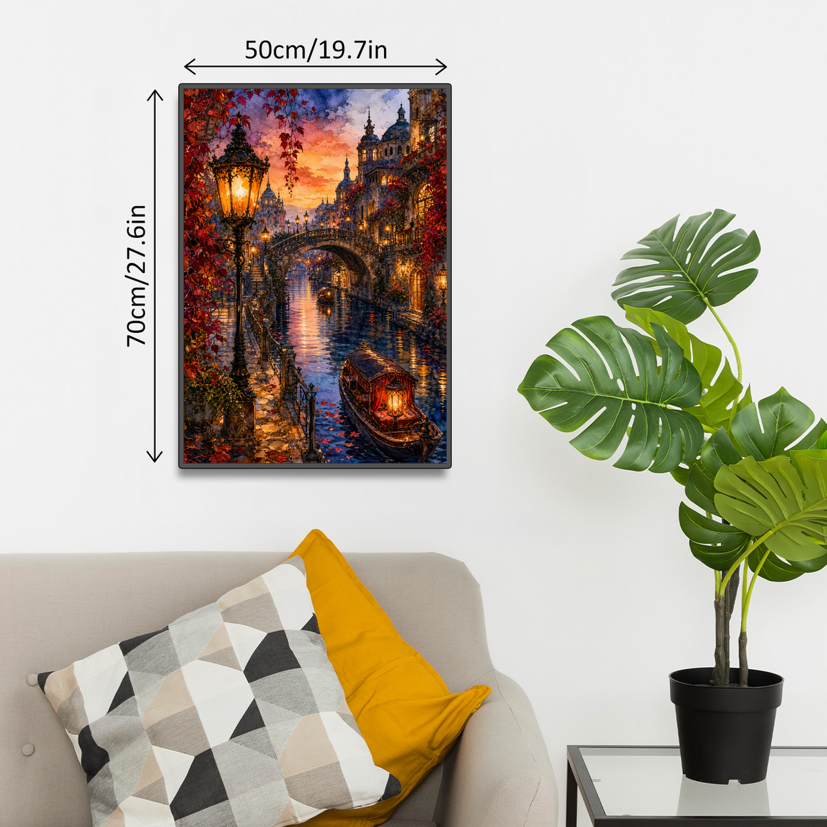 Amber Canal Lantern Quarter Portrait Puzzle - puzzle product view